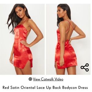 PrettyLittleThing Red Satin Mini Dress